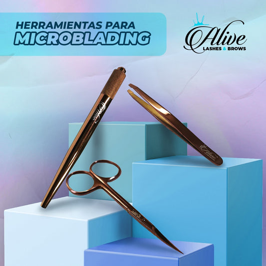 Tebori, pinza y tijeras-herramientas para microblading